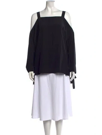 Pre-owned Tibi Square Neckline Long Sleeve Top In Black