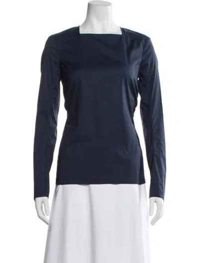 Pre-owned Tibi Square Neckline Long Sleeve Top In Blue
