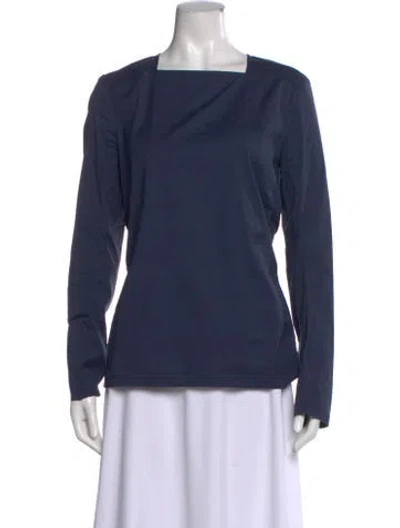 Pre-owned Tibi Square Neckline Long Sleeve Top In Blue