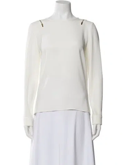 Pre-owned Tibi Square Neckline Long Sleeve Top In White