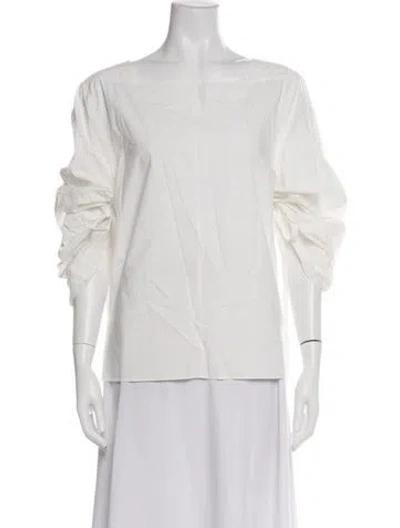 Pre-owned Tibi Square Neckline Long Sleeve Top In White