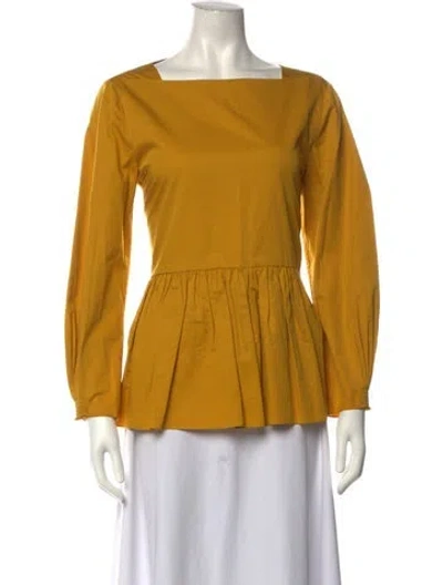 Pre-owned Tibi Square Neckline Long Sleeve Top In Yellow