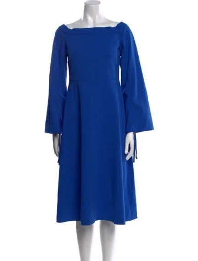 Pre-owned Tibi Square Neckline Midi Length Dress In Blue