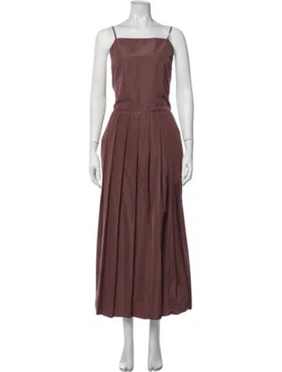 Pre-owned Tibi Square Neckline Midi Length Dress In Brown
