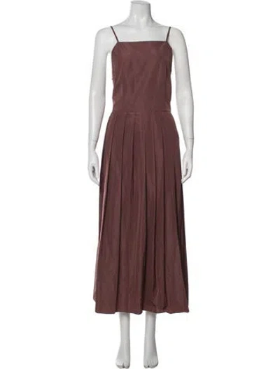 Pre-owned Tibi Square Neckline Midi Length Dress In Burgundy