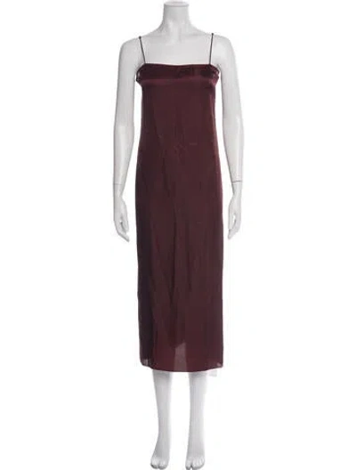 Pre-owned Tibi Square Neckline Midi Length Dress In Burgundy