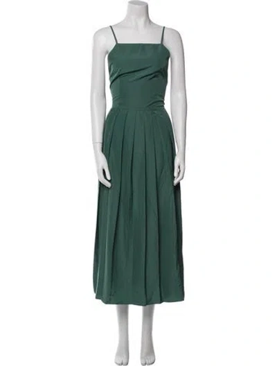 Pre-owned Tibi Square Neckline Midi Length Dress In Green