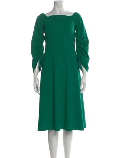 Pre-owned Tibi Square Neckline Midi Length Dress In Green