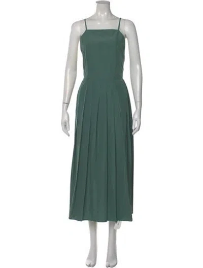 Pre-owned Tibi Square Neckline Midi Length Dress In Green