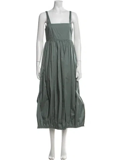 Pre-owned Tibi Square Neckline Midi Length Dress In Green