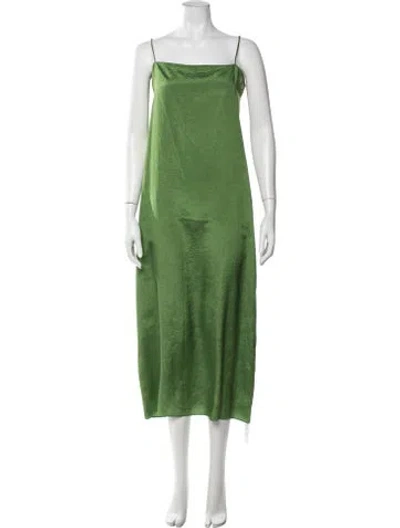 Pre-owned Tibi Square Neckline Midi Length Dress In Green