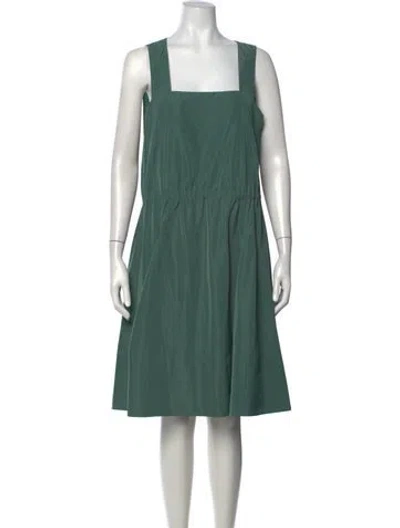 Pre-owned Tibi Square Neckline Midi Length Dress In Green