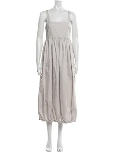 Pre-owned Tibi Square Neckline Midi Length Dress In Neutrals