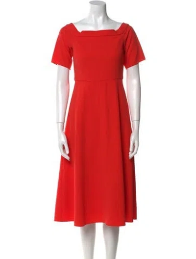 Pre-owned Tibi Square Neckline Midi Length Dress In Orange