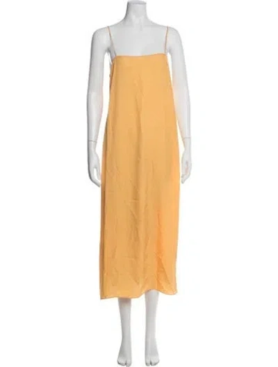 Pre-owned Tibi Square Neckline Midi Length Dress In Orange
