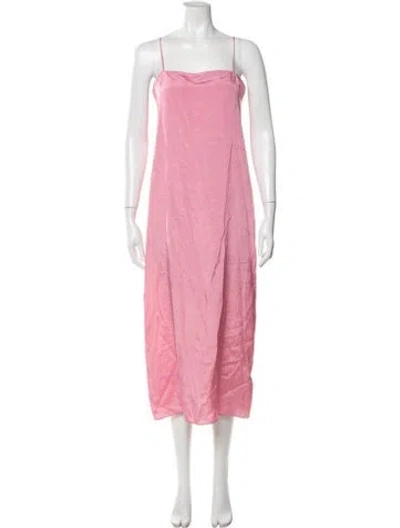 Pre-owned Tibi Square Neckline Midi Length Dress In Pink