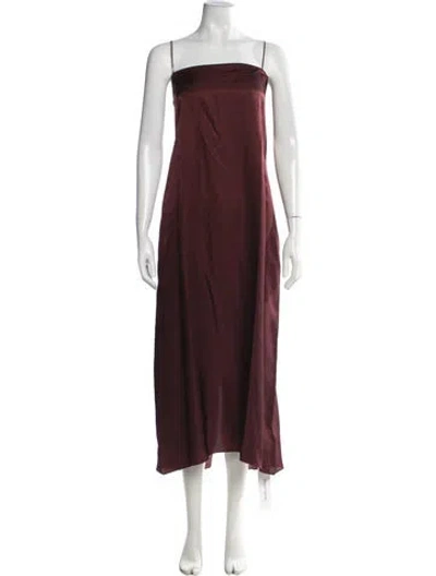 Pre-owned Tibi Square Neckline Midi Length Dress In Red