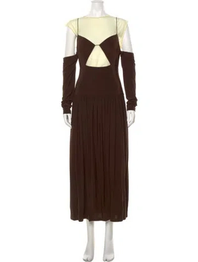 Pre-owned Tibi Square Neckline Midi Length Dress W/ Tags In Brown
