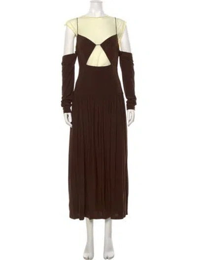 Pre-owned Tibi Square Neckline Midi Length Dress W/ Tags In Brown