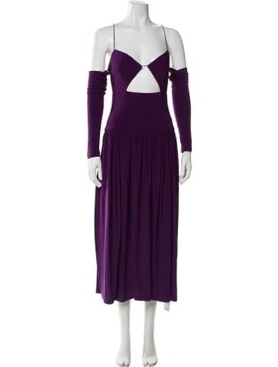 Pre-owned Tibi Square Neckline Midi Length Dress W/ Tags In Purple
