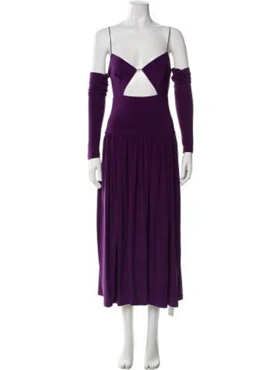 Pre-owned Tibi Square Neckline Midi Length Dress W/ Tags In Purple