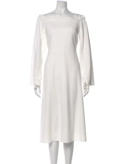 Pre-owned Tibi Square Neckline Midi Length Dress In White