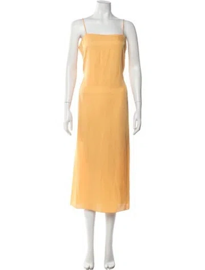 Pre-owned Tibi Square Neckline Midi Length Dress In Yellow