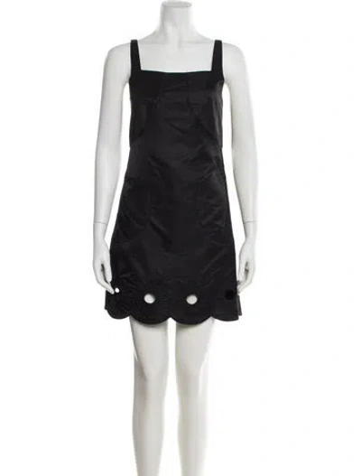 Pre-owned Tibi Square Neckline Mini Dress In Black