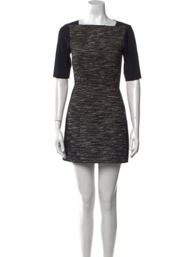 Pre-owned Tibi Square Neckline Mini Dress In Black
