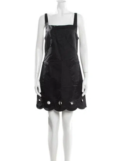 Pre-owned Tibi Square Neckline Mini Dress In Black