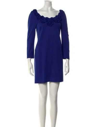 Pre-owned Tibi Square Neckline Mini Dress In Blue