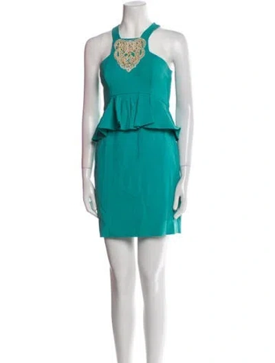 Pre-owned Tibi Square Neckline Mini Dress In Green