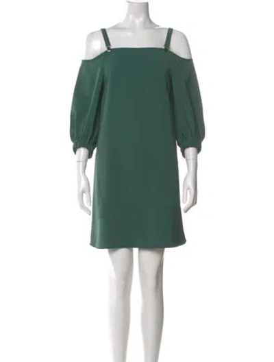Pre-owned Tibi Square Neckline Mini Dress In Green