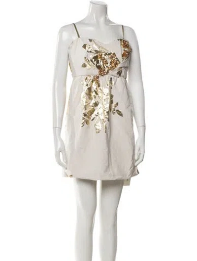 Pre-owned Tibi Square Neckline Mini Dress In Neutral