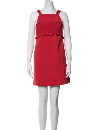 Pre-owned Tibi Square Neckline Mini Dress In Red