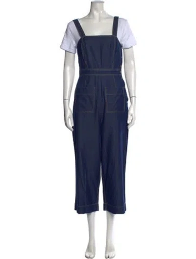 Pre-owned Tibi Square Neckline Overalls In Blue