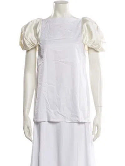 Pre-owned Tibi Square Neckline Short Sleeve Blouse W/ Tags In White