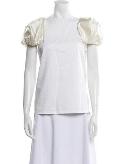 Pre-owned Tibi Square Neckline Short Sleeve Blouse In White