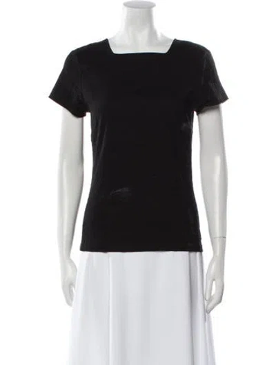 Pre-owned Tibi Square Neckline Short Sleeve Top In Black