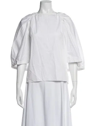 Pre-owned Tibi Square Neckline Short Sleeve Top In White