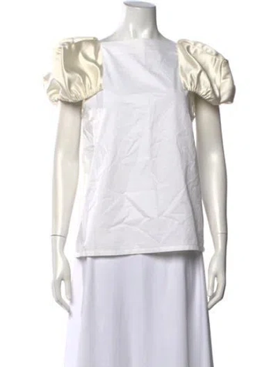 Pre-owned Tibi Square Neckline Short Sleeve Top In White