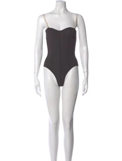 Pre-owned Tibi Square Neckline Sleeveless Bodysuit In Black