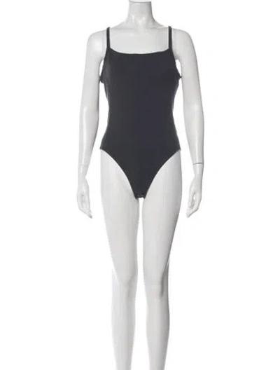 Pre-owned Tibi Square Neckline Sleeveless Bodysuit In Black