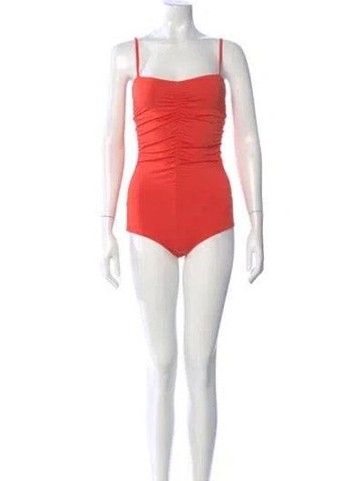 Pre-owned Tibi Square Neckline Sleeveless Bodysuit In Orange