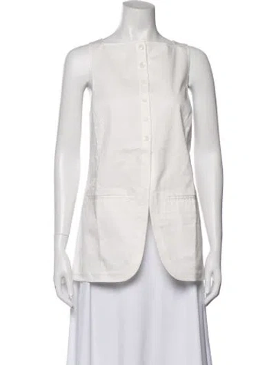 Pre-owned Tibi Square Neckline Sleeveless Button-up Top In Neutral