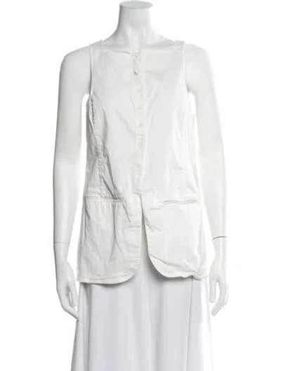 Pre-owned Tibi Square Neckline Sleeveless Button-up Top In Neutral