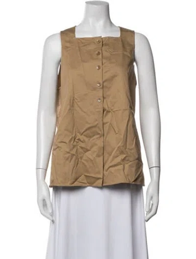 Pre-owned Tibi Square Neckline Sleeveless Button-up Top In Yellow