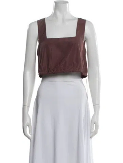 Pre-owned Tibi Square Neckline Sleeveless Crop Top In Brown