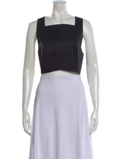 Pre-owned Tibi Square Neckline Sleeveless Crop Top W/ Tags In Black