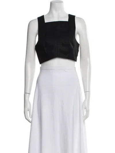 Pre-owned Tibi Square Neckline Sleeveless Crop Top W/ Tags In Black